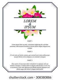 Wedding invitation cards with floral elements