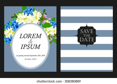 Wedding invitation cards with floral elements