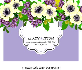 Wedding invitation cards with floral elements