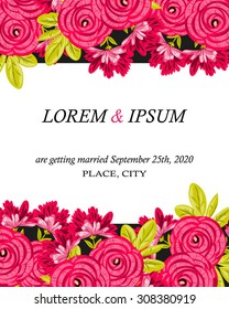 Wedding invitation cards with floral elements