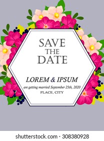 Wedding invitation cards with floral elements