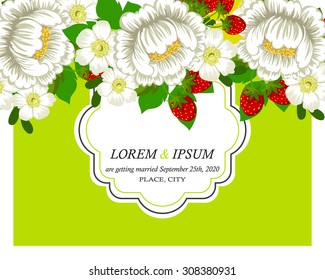 Wedding invitation cards with floral elements