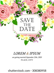 Wedding invitation cards with floral elements
