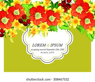 Wedding invitation cards with floral elements