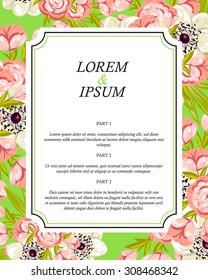 Wedding invitation cards with floral elements