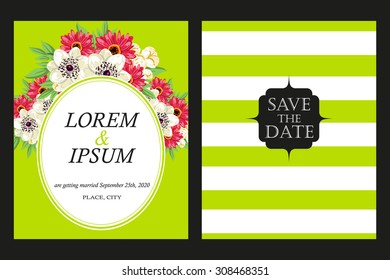 Wedding invitation cards with floral elements