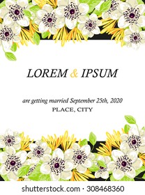 Wedding invitation cards with floral elements