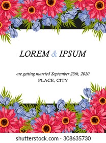 Wedding invitation cards with floral elements