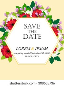 Wedding invitation cards with floral elements