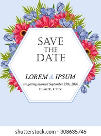 Wedding invitation cards with floral elements
