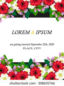 Wedding invitation cards with floral elements