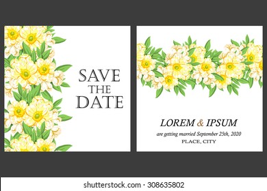 Wedding invitation cards with floral elements