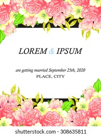 Wedding invitation cards with floral elements