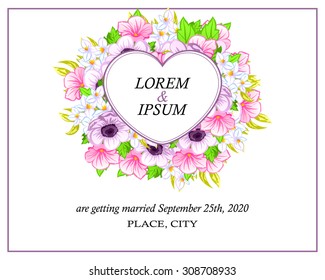 Wedding invitation cards with floral elements