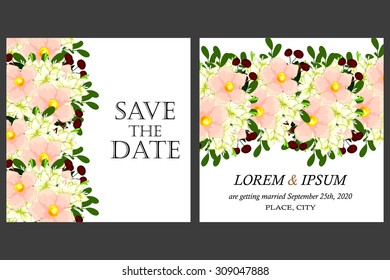 Wedding invitation cards with floral elements