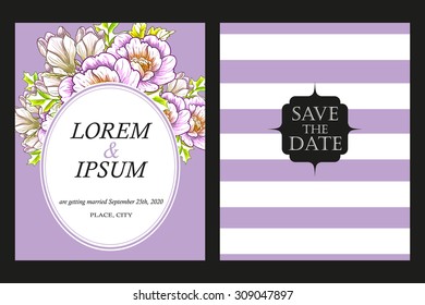 Wedding invitation cards with floral elements