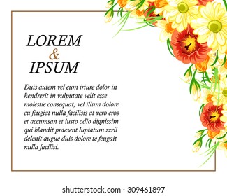 Wedding invitation cards with floral elements