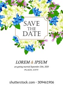 Wedding invitation cards with floral elements