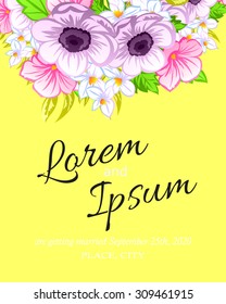 Wedding invitation cards with floral elements