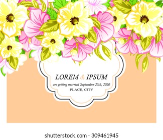 Wedding invitation cards with floral elements