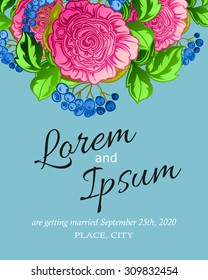 Wedding invitation cards with floral elements