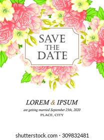 Wedding invitation cards with floral elements