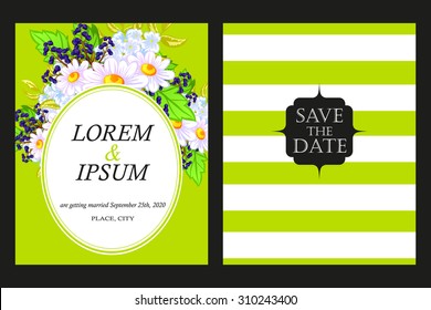 Wedding invitation cards with floral elements