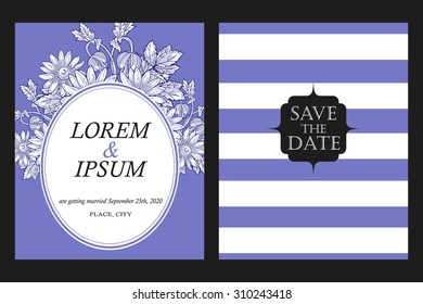 Wedding invitation cards with floral elements