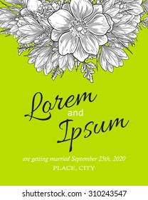 Wedding invitation cards with floral elements