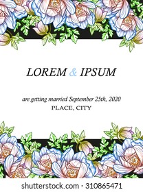 Wedding invitation cards with floral elements.