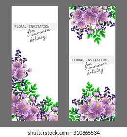 Wedding invitation cards with floral elements.