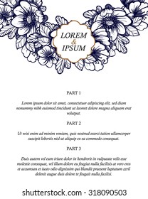 Wedding invitation cards with floral elements
