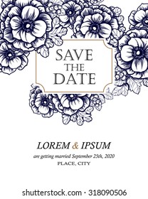Wedding invitation cards with floral elements