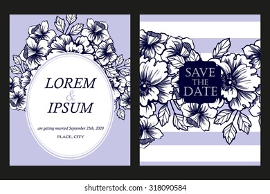 Wedding invitation cards with floral elements