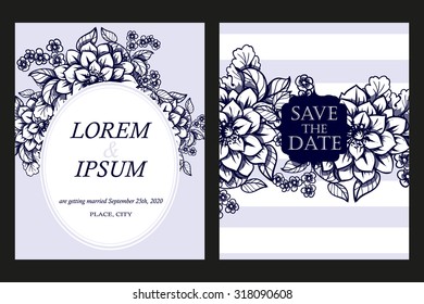 Wedding invitation cards with floral elements