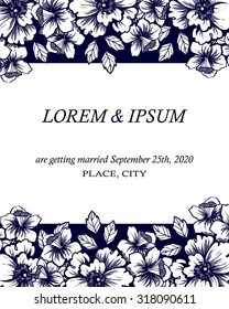 Wedding invitation cards with floral elements