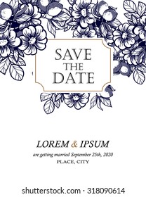 Wedding invitation cards with floral elements