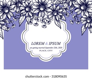 Wedding invitation cards with floral elements