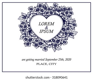 Wedding invitation cards with floral elements