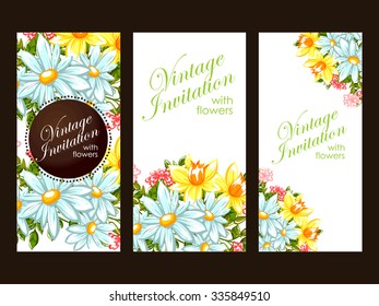 Wedding invitation cards with floral elements