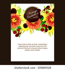Wedding invitation cards with floral elements