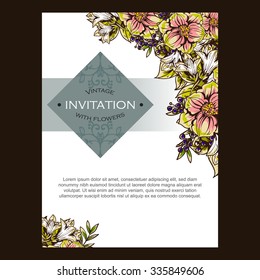 Wedding invitation cards with floral elements