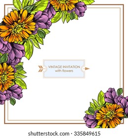 Wedding invitation cards with floral elements