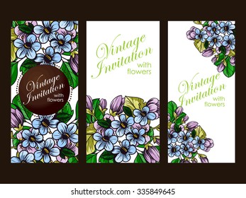 Wedding invitation cards with floral elements