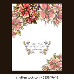 Wedding invitation cards with floral elements