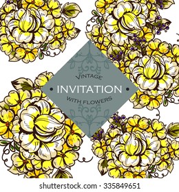 Wedding invitation cards with floral elements