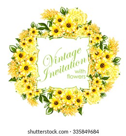 Wedding invitation cards with floral elements