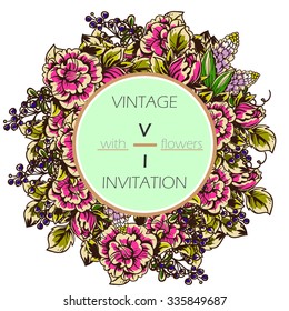 Wedding invitation cards with floral elements