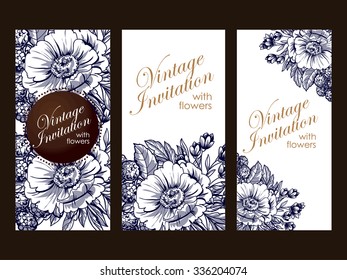 Wedding invitation cards with floral elements