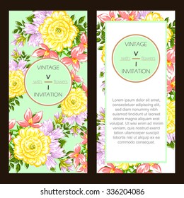 Wedding invitation cards with floral elements